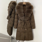 OFTBUY Thickened Warm Duck Down Coat Female Luxury Long Belt New Winter Natural Fox Fur Clothes Women Silm Puffer Jacket Outwear