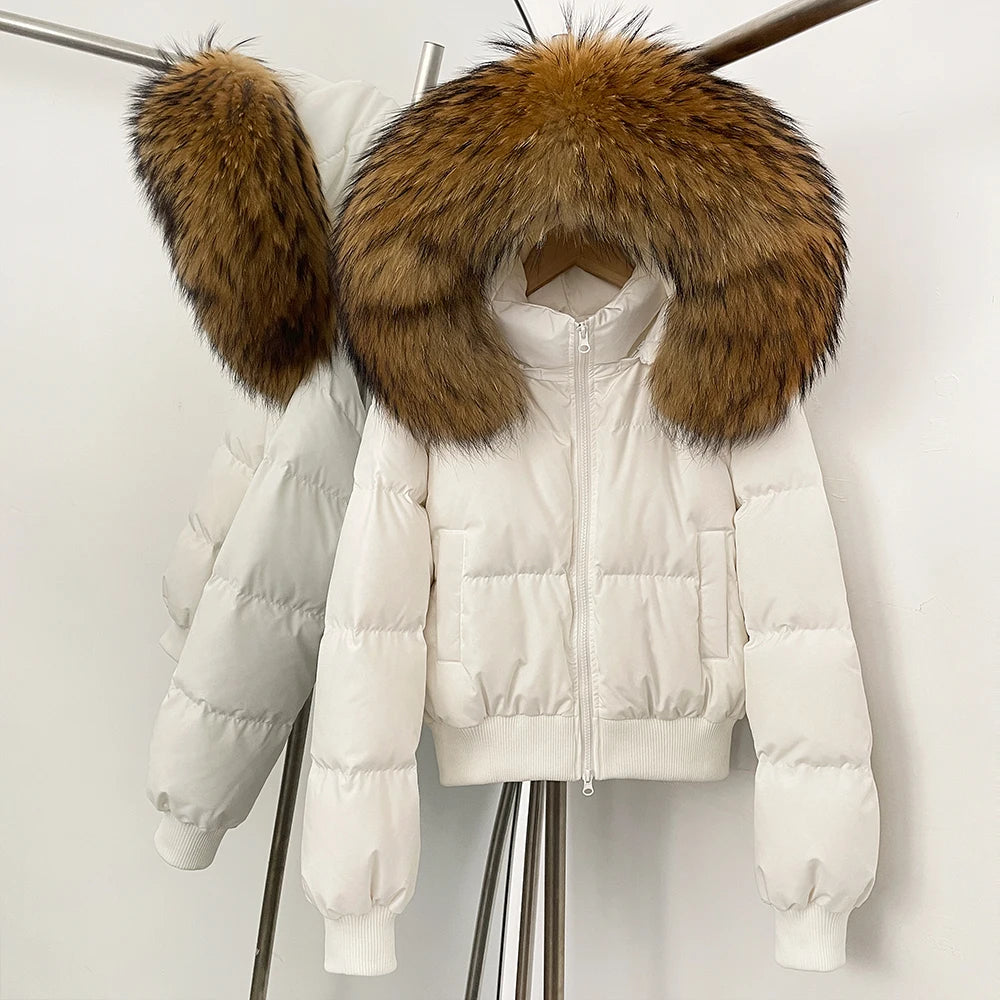OFTBUY New Winter Short Hooded Top Down Clothes Women Fashion Natural Fox Fur Duck Down Coat Thickened Warm Puffer Jacket Female