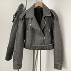 OFTBUY Fashion Faux Leather Jacket Female New Spring Autumn Long Sleeves Fake Leather Clothes Women Short Pu Leather Coat