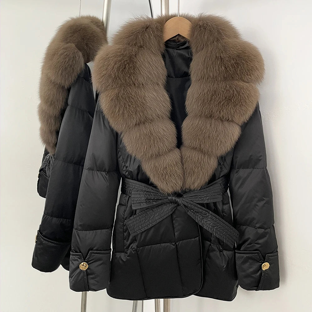 OFTBUY New Women's Winter Down Jacket Real Fox Fur Outer Clothes Female Luxury Duck Down Jacket Feather Coats and Parkas
