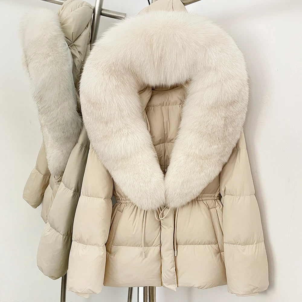 OFTBUY Big Real Fox Fur Collar Duck Down Coat Female New Winter Hooded Warm Down Clothes Women Natural Raccoon Fur Puffer Jacket