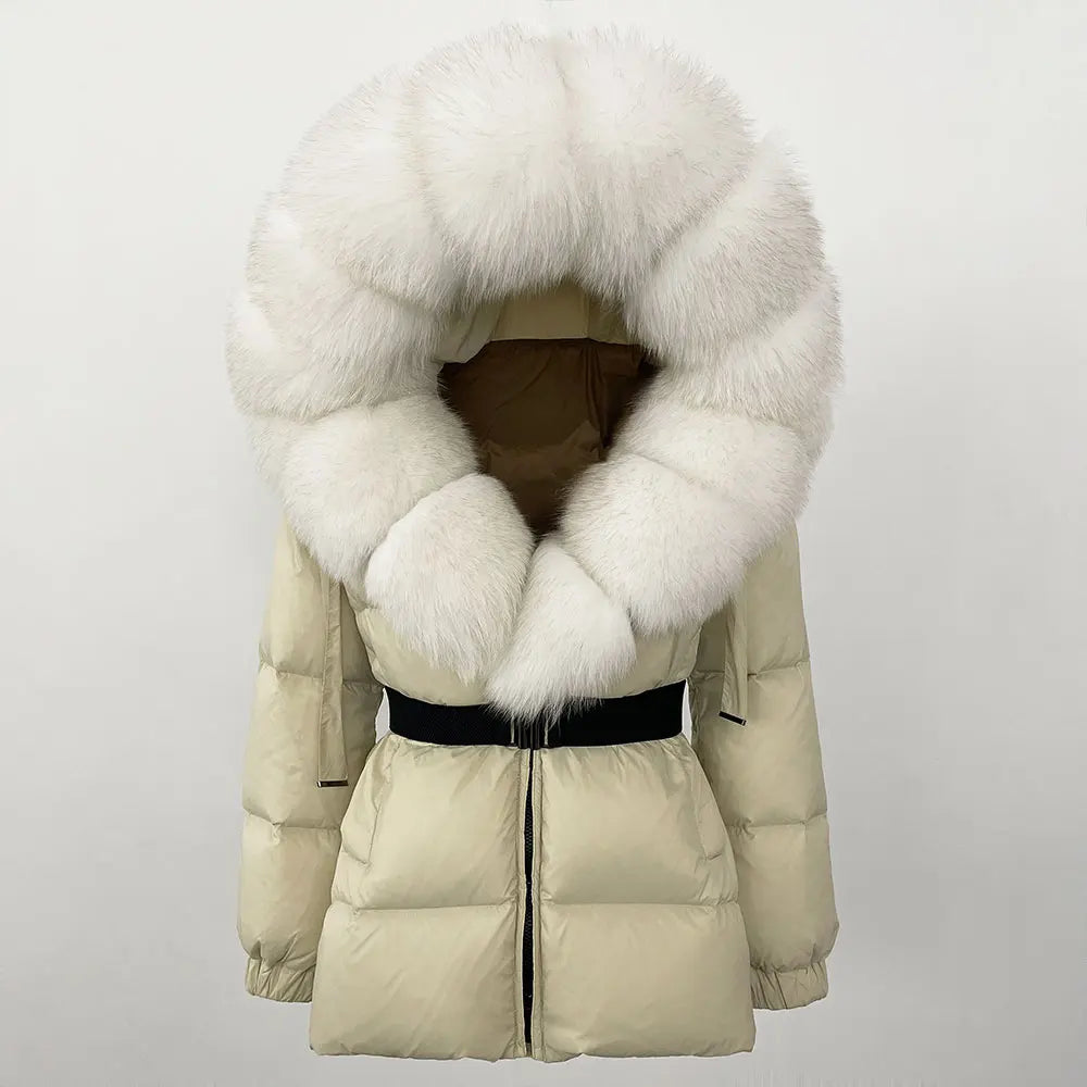 OFTBUY New Winter Clothing Puffer Jacket Women Parkas Waterproof Real Fox Fur Hooded Thick Warm 90% White Duck Down Coat Female