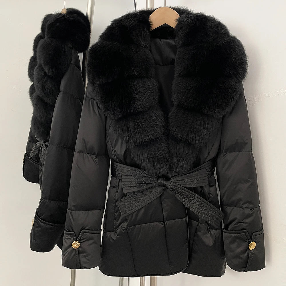 OFTBUY New Women's Winter Down Jacket Real Fox Fur Outer Clothes Female Luxury Duck Down Jacket Feather Coats and Parkas