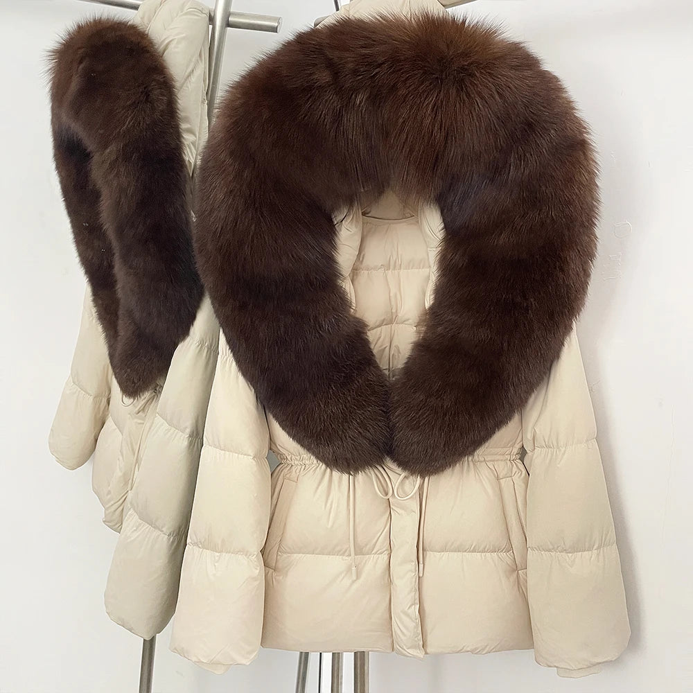 OFTBUY Big Real Fox Fur Collar Duck Down Coat Female New Winter Hooded Warm Down Clothes Women Natural Raccoon Fur Puffer Jacket