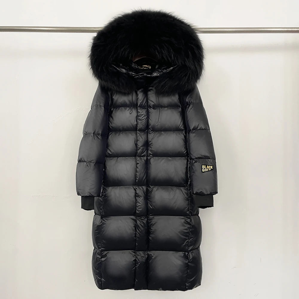 OFTBUY Winter Clothes Women Black Gold Goose Down Coat Big Real Raccoon Fur Collar Overcoat Real Fox Fur Puffer Jacket Female