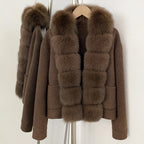 OFTBUY New Autumn Warm Winter Woolen Clothes Outerwear Women's Wool Coat with Real Fox Fur Trim Luxury Jacket with Natural Fur