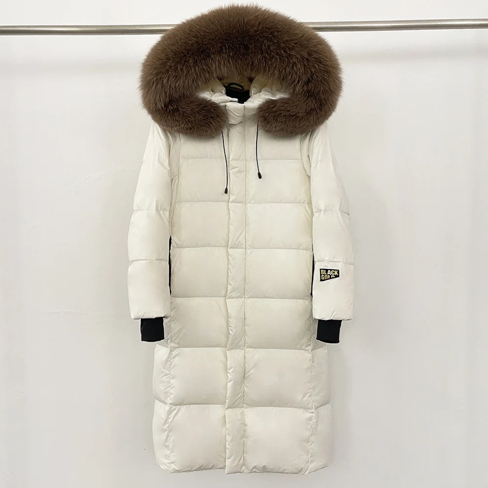 OFTBUY Winter Clothes Women Black Gold Goose Down Coat Big Real Raccoon Fur Collar Overcoat Real Fox Fur Puffer Jacket Female