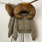 OFTBUY New Winter Short Hooded Top Down Clothes Women Fashion Natural Fox Fur Duck Down Coat Thickened Warm Puffer Jacket Female
