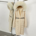 OFTBUY New Autumn Winter Knitted Clothes Women Fashion Thick Warm Belt Sweater Coat Female Hooded Real Fox Fur Cardigan Jacket