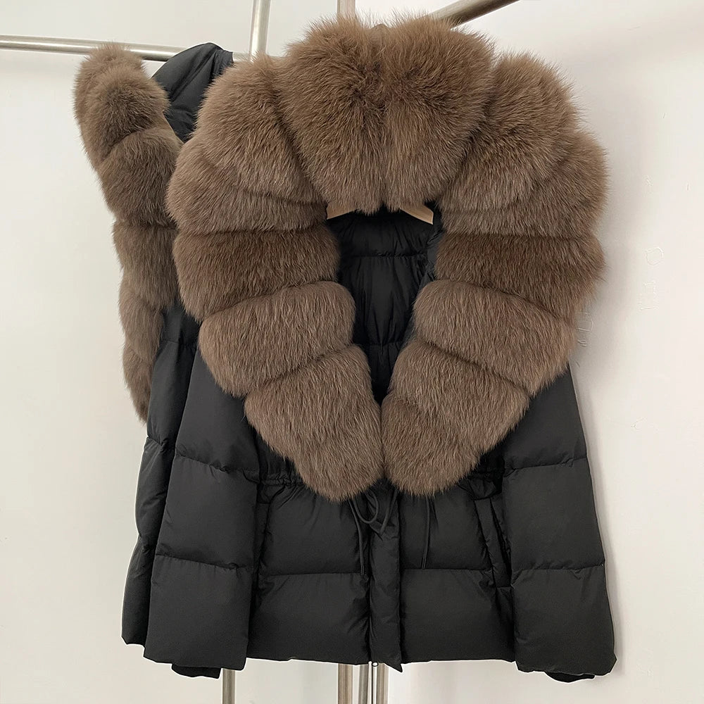 OFTBUY Big Real Fox Fur Collar Duck Down Coat Female New Winter Hooded Warm Down Clothes Women Natural Raccoon Fur Puffer Jacket