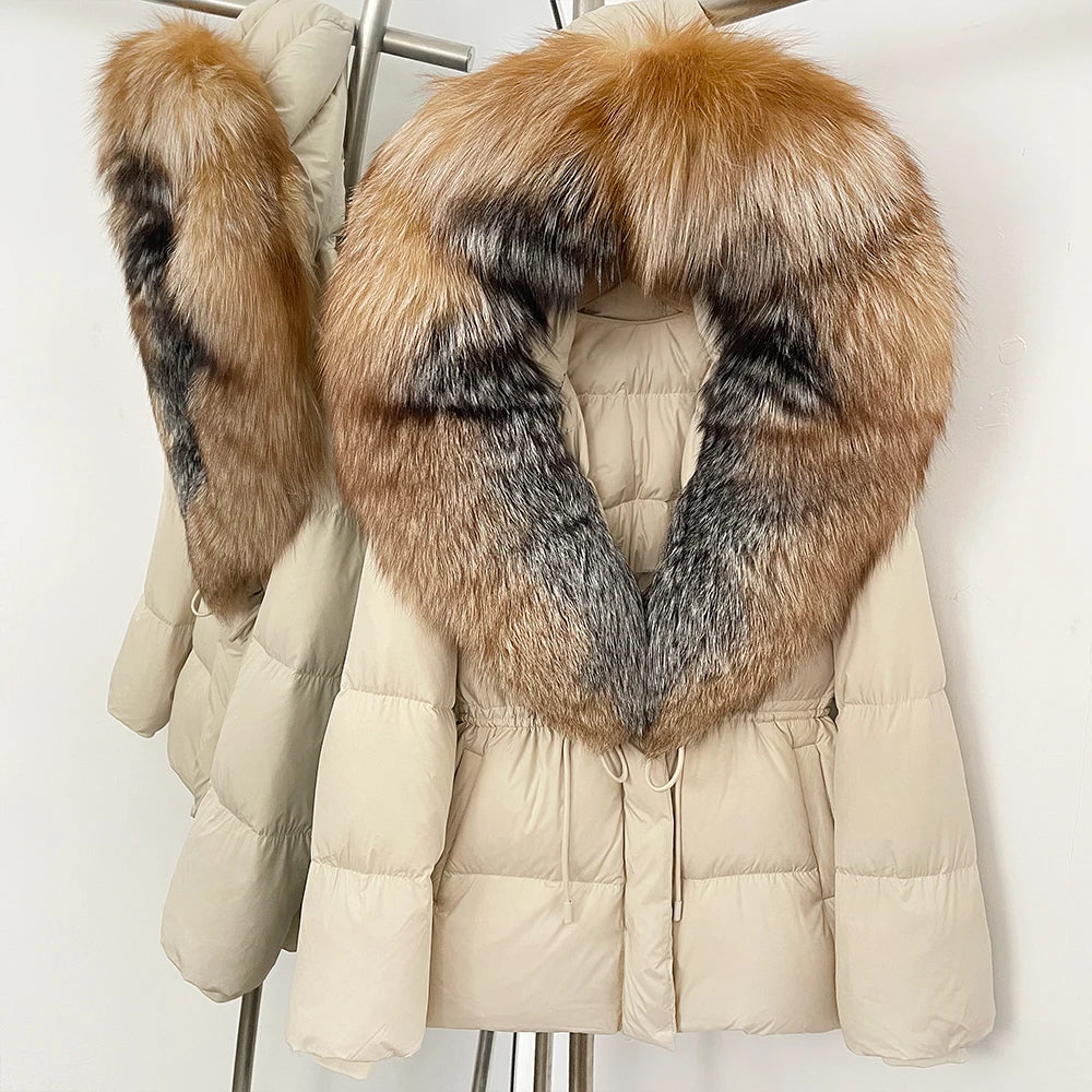 OFTBUY Big Real Fox Fur Collar Duck Down Coat Female New Winter Hooded Warm Down Clothes Women Natural Raccoon Fur Puffer Jacket