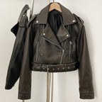 OFTBUY Fashion Faux Leather Jacket Female New Spring Autumn Long Sleeves Fake Leather Clothes Women Short Pu Leather Coat