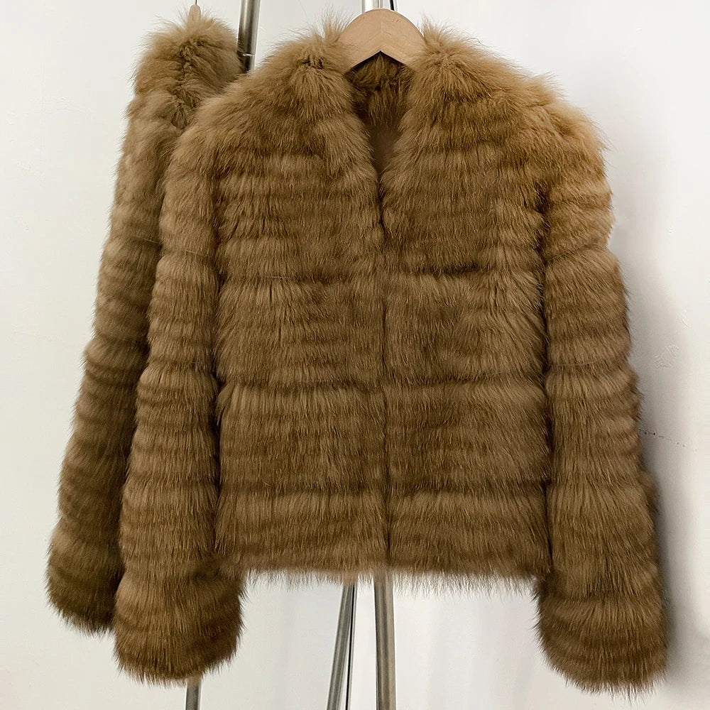 OFTBUY New Autumn Winter Clothes Women Fashion Warm Thick Real Fox Fur Jacket Female Luxury Long Natural Fur Coat Streetwear