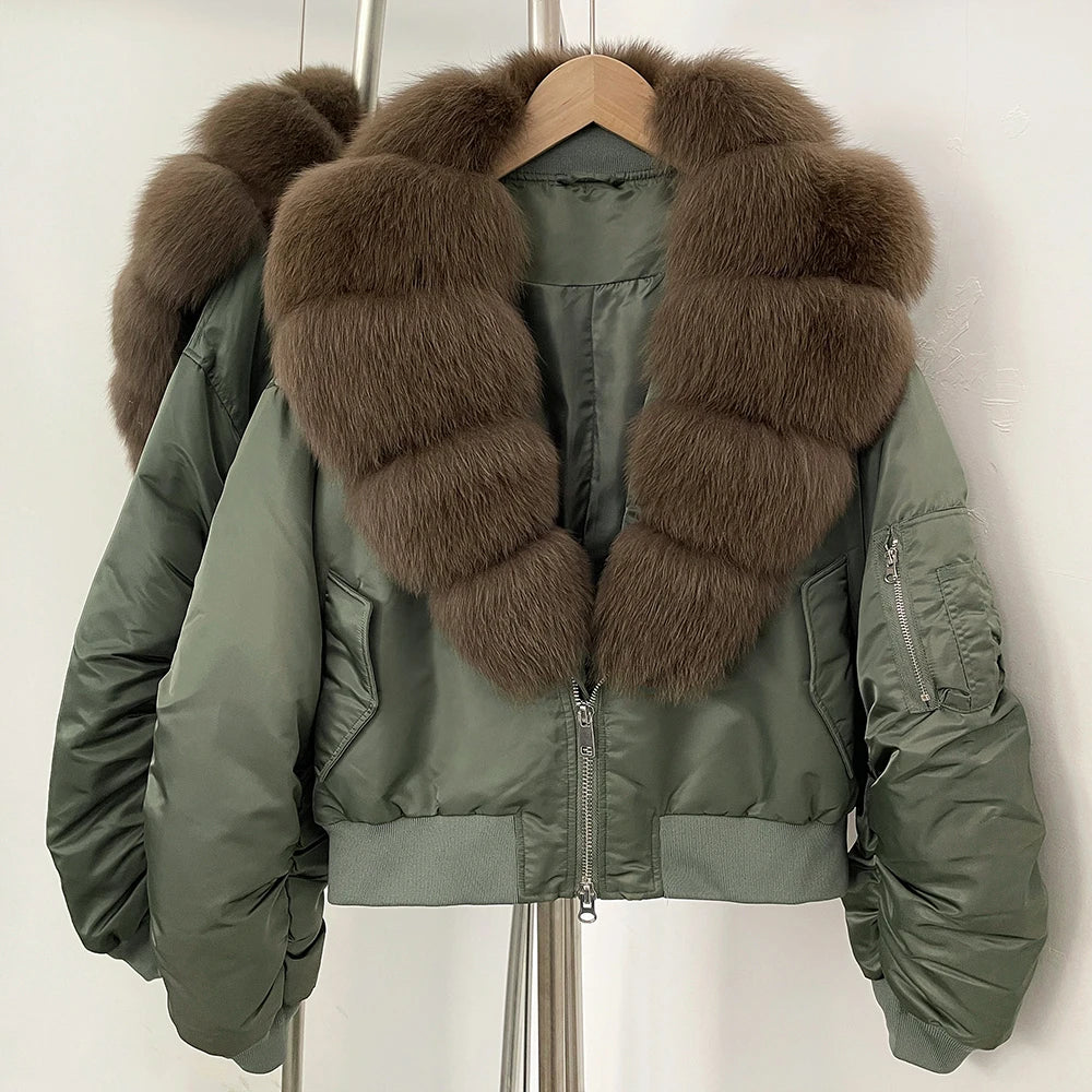 OFTBUY Short Thickened Warm Puffer Jacket Female New Autumn Winter Real Fox Fur Collar Clothes Women Natural Fur Duck Down Coat