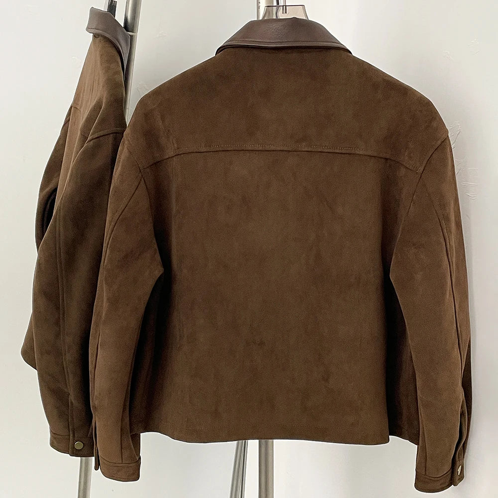 OFTBUY New Spring Autumn Faux Leather Clothes Women Fashion Short Fake Leather Suede Jacket Female Artificial Pu Leather Coat Lady