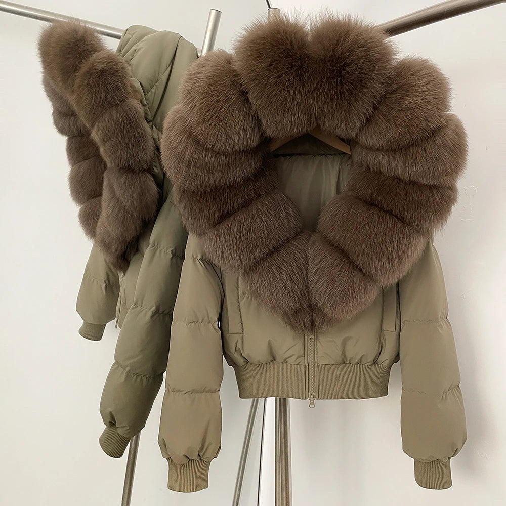OFTBUY New Warm Thickened Autumn Winter Coat Women Short Real Fox Fur Duck Down Clothes for Women Natural Fur Puffer Coat Female