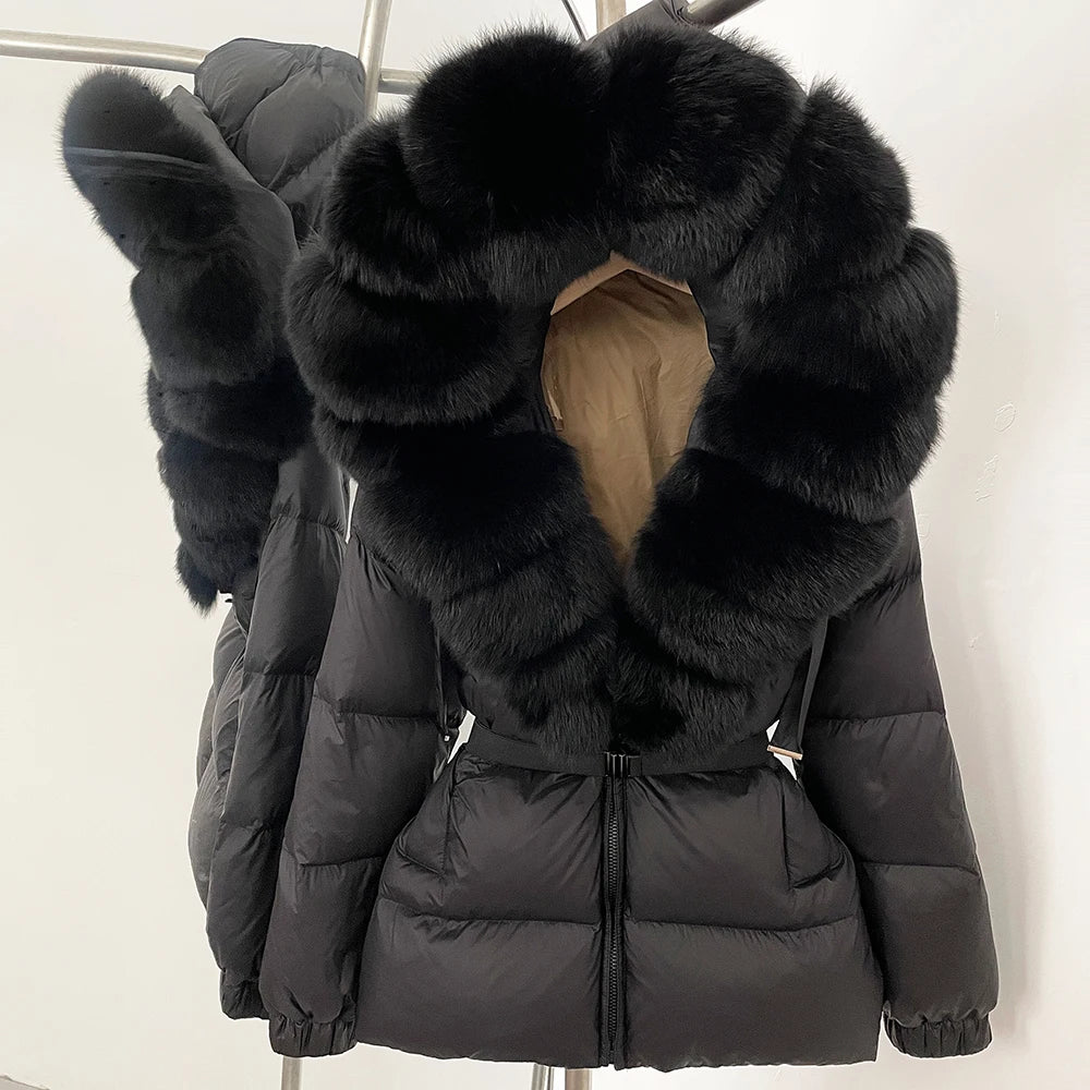 OFTBUY New Winter Clothing Puffer Jacket Women Parkas Waterproof Real Fox Fur Hooded Thick Warm 90% White Duck Down Coat Female
