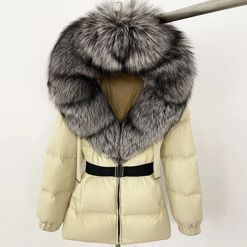 OFTBUY New Winter Clothing Puffer Jacket Women Parkas Waterproof Real Fox Fur Hooded Thick Warm 90% White Duck Down Coat Female