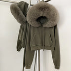 OFTBUY Casual Y2K Hoodie Real Fox Fur Collar Thickened Streetwear Hiphop Hoodie Sweatshirt Vintage Rock Goth Loose Punk Jacket