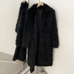 OFTBUY Women's Luxury Black Real Fox Fur Mid-Length Coat Natural Fur Jacket Female New Thick Warm Winter Outerwear for Cold Weather