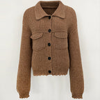 OFTBUY Short Natural Fox Fur Collar Knitted Sweater Coat FemaleReal Fur Clothing New Autumn Winter Knitting Cardigan Women