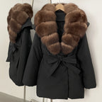 OFTBUY Natural Fox Fur Collar Fluffy Puffer Jacket Women Thickened Warm Real Fur White Duck Down Coat New Winter Parke Outerwear