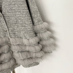 OFTBUY Loose Oversize Knitwear Coat Real Fox Fur Button Cardigan Swrater Jacket Female New Spring Autumn Knitted Clothes Women