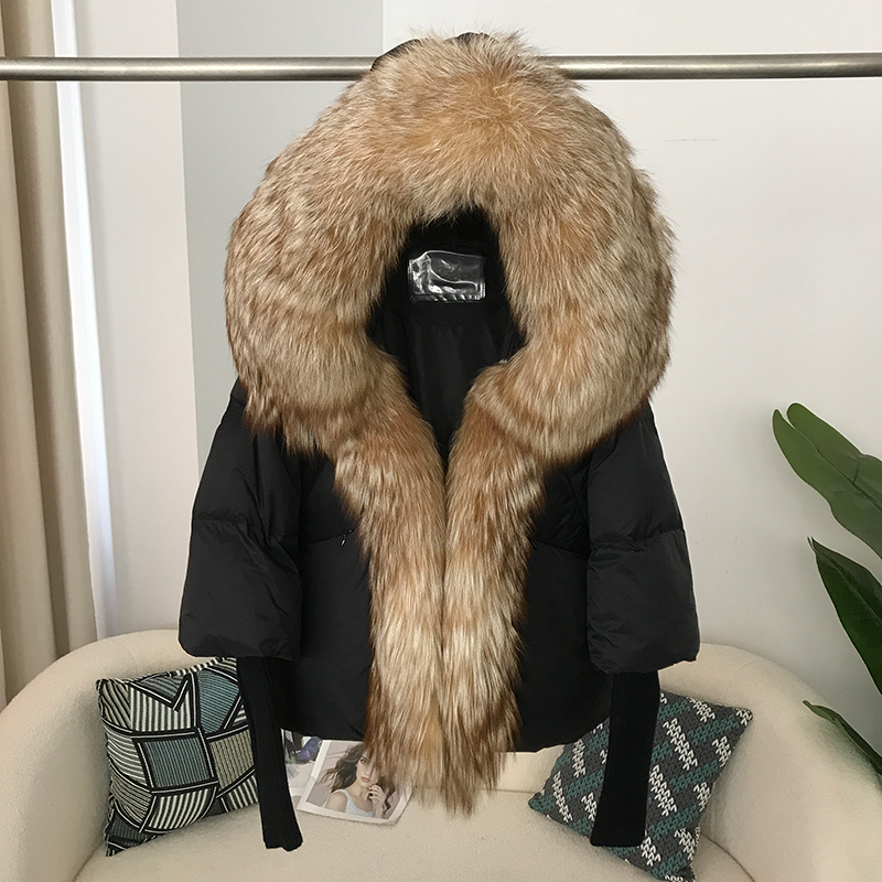 OFTBUY Hooded Natural Thick Winter Jacket Women Outerwear Real Fox Fur Coat Woman Warm Loose Oversize Duck Down Coat Streetwear