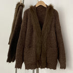 OFTBUY New Spring Autumn Knitting Clothes Women Knitted Long Sleeves Sweater Coat Female Fashion Real Fox Fur Cardigan Jacket