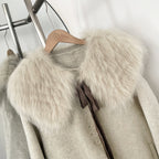 OFTBUY New Autumn Winter Clothes Women Long Real Fox Fur Wool Coat Female Natural Fur Collar Woolen Jacket Preppy Outerwear Lady