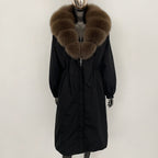 OFTBUY New Zipper Autumn Winter Clothes Women Natural Fox Fur Collar Goose Down Coat Long Warm Thickened Real Fur Puffer Jacket