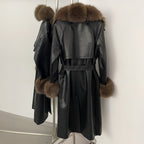 OFTBUY New Autumn Winter Clothes Women Long Faux Fur Jacket Female Fashion Vintage Belt Faux Leather Coat Outerwear Streetwear