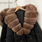 OFTBUY Hooded Winter White Duck Down Coat Large Real Fox Fur Collar X-Long Puffer Jacket Women Thick Female Parkas With Belt