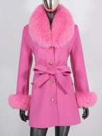 OFTBUY Double-sided Wool Coat Female New Autumn Winter Real Fox Fur Clothes Women Detachable Fur Cuffs Woolen Cashmere Jacket
