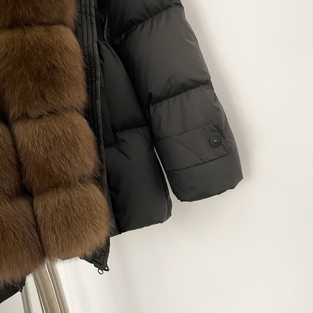 OFTBUY Big Natural Fox Fur Collar Duck Down Coat Female Hooded Thick Warm Top Clothes Women Fashion Real Fur Puffer Jacket