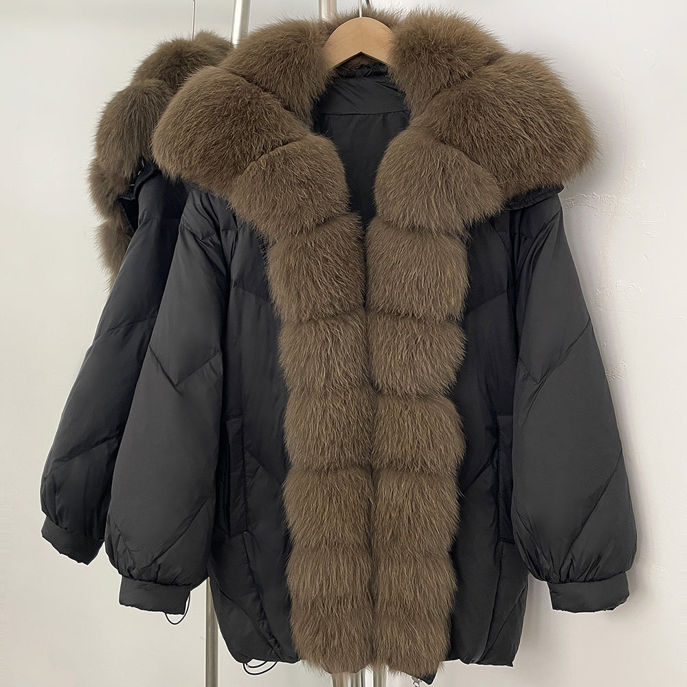 OFTBUY New Autumn Winter Thickened Warm Clothes Women Loose Big Real Fox Fur Goose Down Coat Female Natural Fur Puffer Jacket