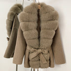 OFTBUY New Autumn Winter Top Clothes Women Luxury Natural Fox Fur Woolen Jacket Female Thick Warm Real Fur Cashmere Wool Coat