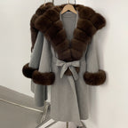 OFTBUY New Autumn Winter Warm Woolen Clothes Women Long Sleeves Cashmere Woolen Jacket Luxury Real Fox Fur 100% Wool Coat Female