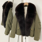 OFTBUY Down Jacket Women Real Fox Fur Collar Autumn Winter White Duck Down Coat Warm Puffer Jacket Female Waterproof  Feathers