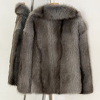 OFTBUY Chic Oversized Lapel Faux Fur Jacket - Premium Vegan Fur Winter Coat with Soft Texture
