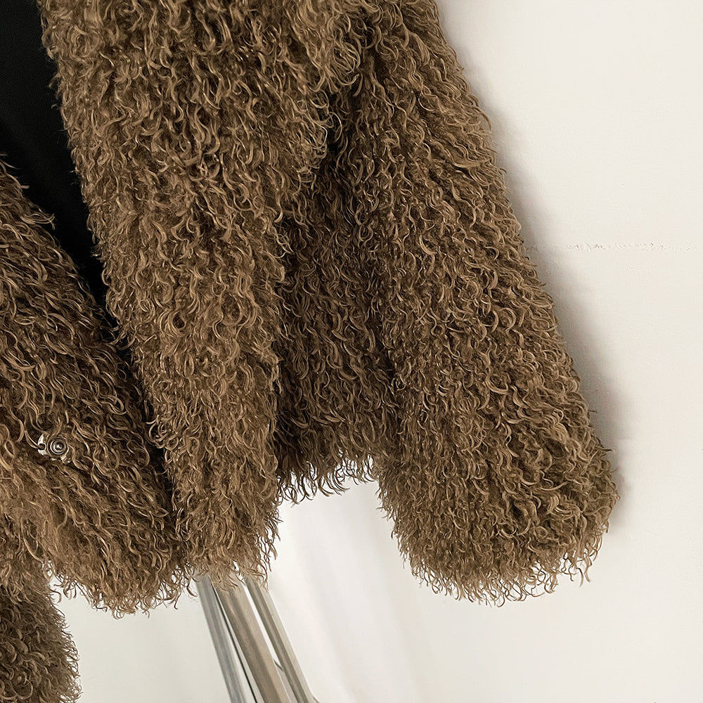 OFTBUY Warm Thicken Luxury Outerwear New Winter Clothes Female Women's Cozy Faux Mongolian Fur Short Coat Teddy Faux Fur Jacket