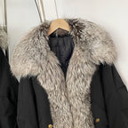 OFTBUY Fashion Warm White Duck Down Real Fur Top Clothes Female Big Natural Fox Fur Collar Coat New Autumn Winter Jacket Women