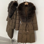 OFTBUY Thickened Warm Duck Down Coat Female Luxury Long Belt New Winter Natural Fox Fur Clothes Women Silm Puffer Jacket Outwear