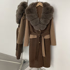 OFTBUY New Fashion Fur Cuff Winter Clothes Women Real Fox Fur Collar Woolen Coat Female Warm Double-faced Cashmere Wool Jacket