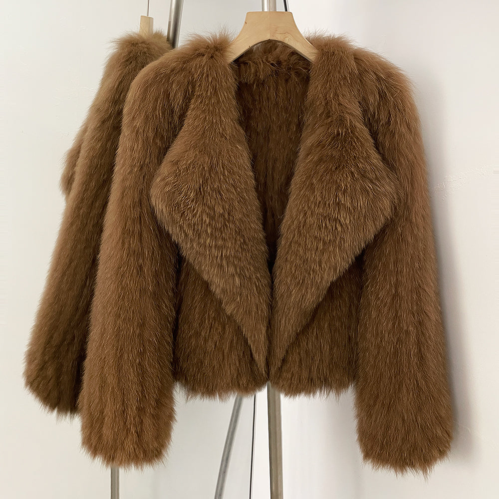 OFTBUY Luxury Short Natural Fox Fur Jacket Female New Autumn Winter Warm Top Clothes Women Weaving Thick Fluffy Real Fur Coat