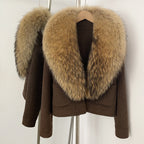 OFTBUY Fashion Short Warm Wool Coat with Real Fox Fur Collar New Autumn Winter Clothes Women Luxury Woolen Jacket Outerwear