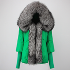 OFTBUY Hooded Natural Thick Winter Jacket Women Outerwear Real Fox Fur Coat Woman Warm Loose Oversize Duck Down Coat Streetwear