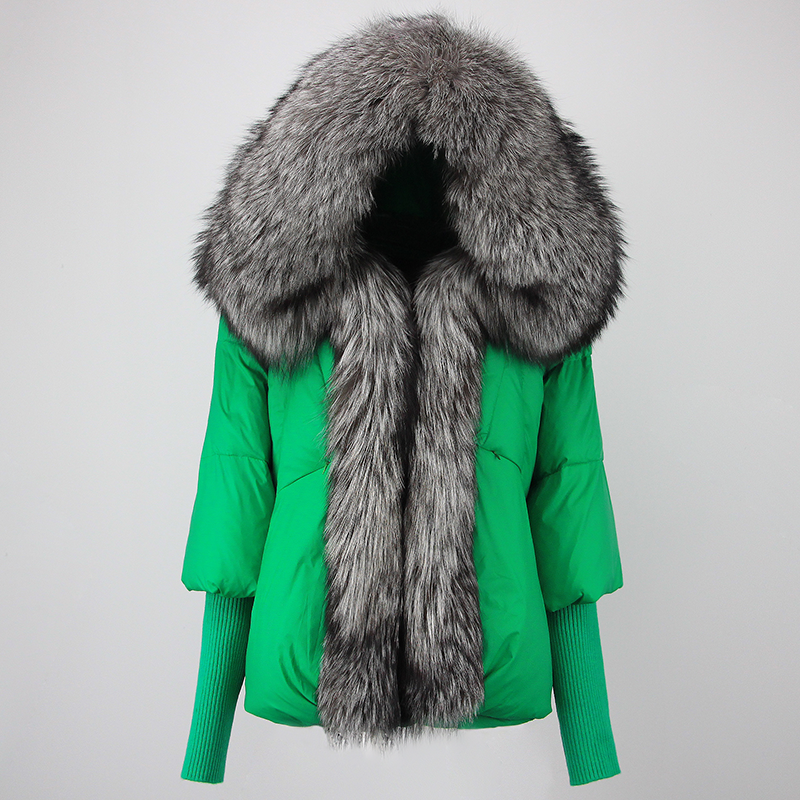 OFTBUY Hooded Natural Thick Winter Jacket Women Outerwear Real Fox Fur Coat Woman Warm Loose Oversize Duck Down Coat Streetwear