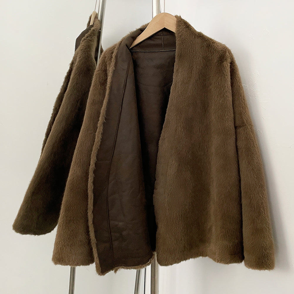 OFTBUY New Autumn Winter Loose Top Clothes Women Fahsion Thickened Warm Faux Fur Coat Female Long Sleeves Fluffy Artificial Fur Jacket