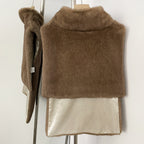 OFTBUY New Women's Faux Fur Sleeveless Gilet with Turtleneck Collar Soft Warm Beige Outerwear Winter Clothes Women Fashion Coats